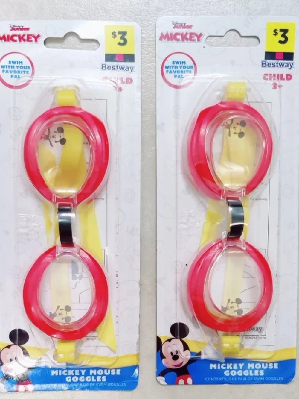 Share X2 Mickey Mouse Swim Goggles Child Age 3+ Impact Resistant Lenses UV Prote